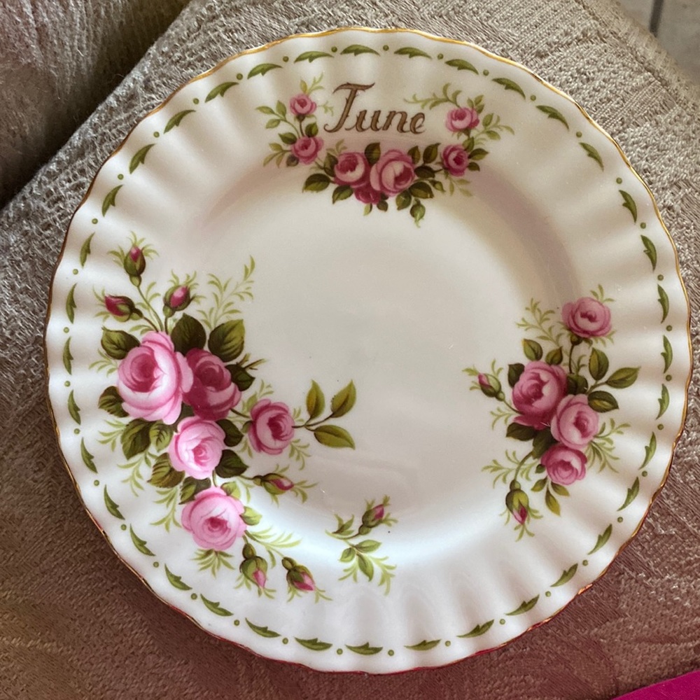 Vintage Royal Albert fine bone china June Roses pattern small plate